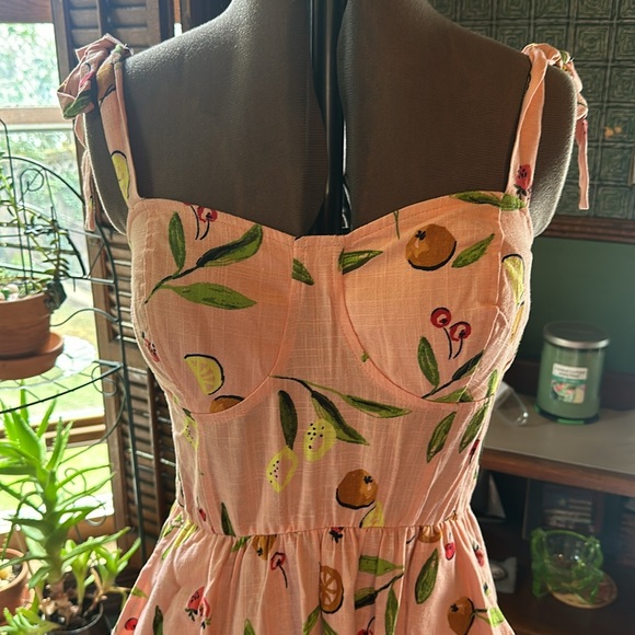 NWT Fruit midi dress with tie shoulders - Picture 5 of 6